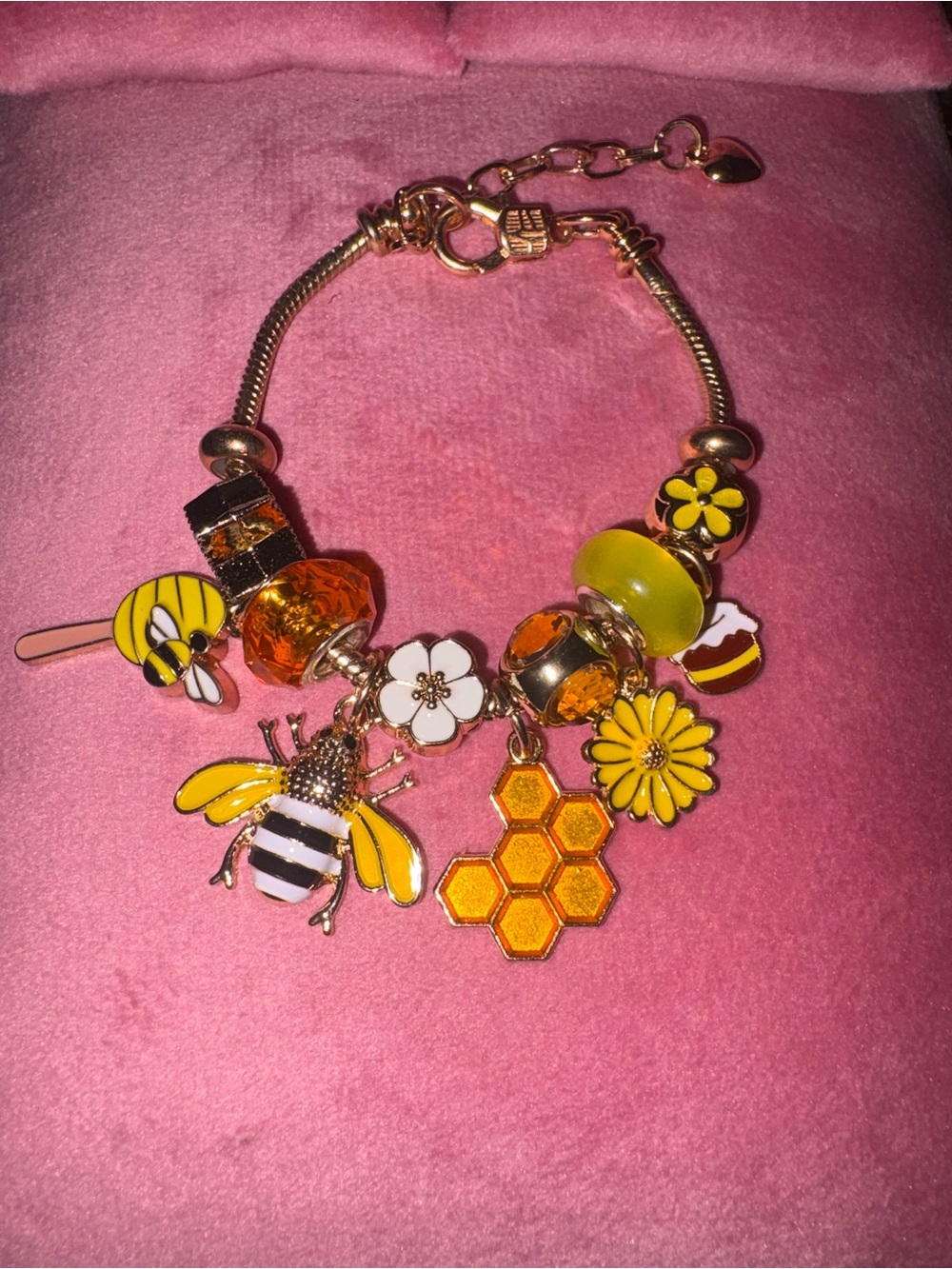 Yellow Bee Charm Bracelet - Women Jewelry